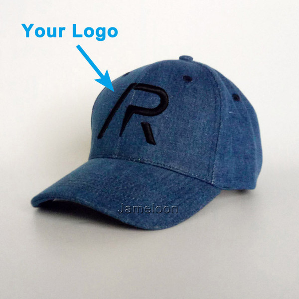 Bent visor five panels denim Jeans cowboy color unisex summer style adjustable customize baseball sport cap snap back close custom hat