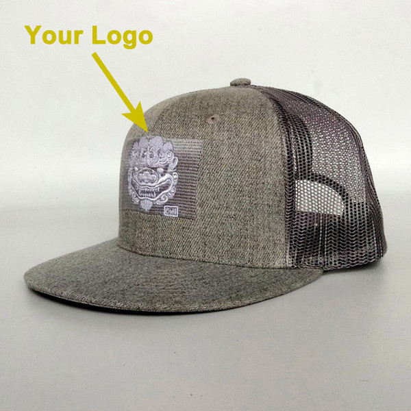 flat visor children kids youth sizable custom-made trucker hat snapback closer custom baseball hats custom cap the back with mesh