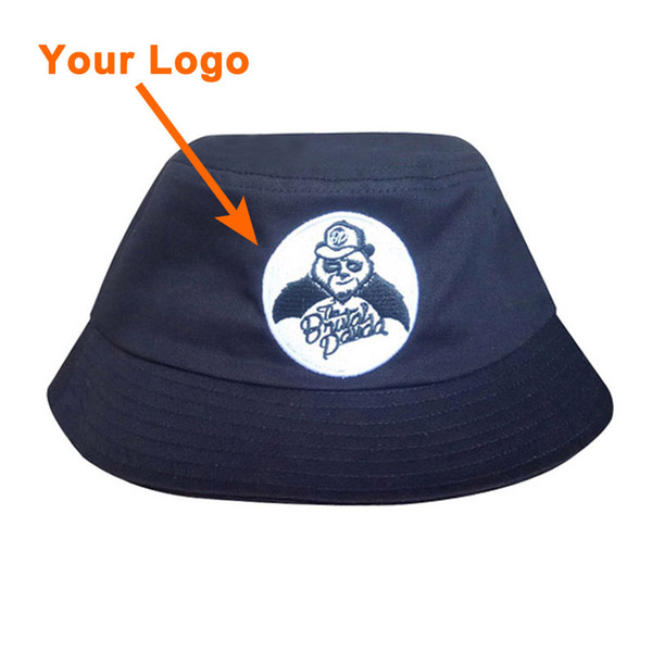 fishing hat cotton cloth unisex black color 3D stitches logo low price small moq outdoor sporting sun cap custom bucket hat