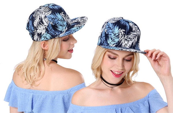 Stand Focus Trucker Cap Baseball Basketball Sports Ball Women Men Hat Biker Fashion Leave Print Cotton Spring Summer Blue Causal Leisure
