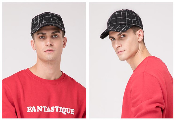 Stand Focus Unisex Wool Blend Baseball Cap Basketball Check Tartan Plaid Sports Ball Women Men Hat Biker Trucker Fashion Cotton Fall Winter
