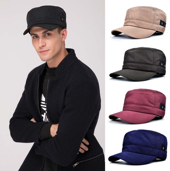 Stand Focus Men Windproof Military Army Cadet Hat Cap Solid Fashion Twill Fall Winter 3D cutting Breathable Black Blue Red Camel Olive 60cm