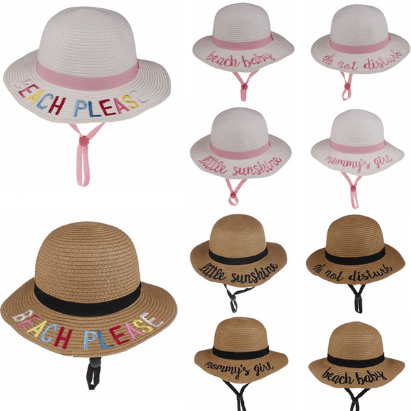 10styles Kids Bucket Hat letter Embroidered Strawhat Sunhat summer beach Sun Hat Word Fishing Caps Baby Fisherman Kids Basin hats FFA1922