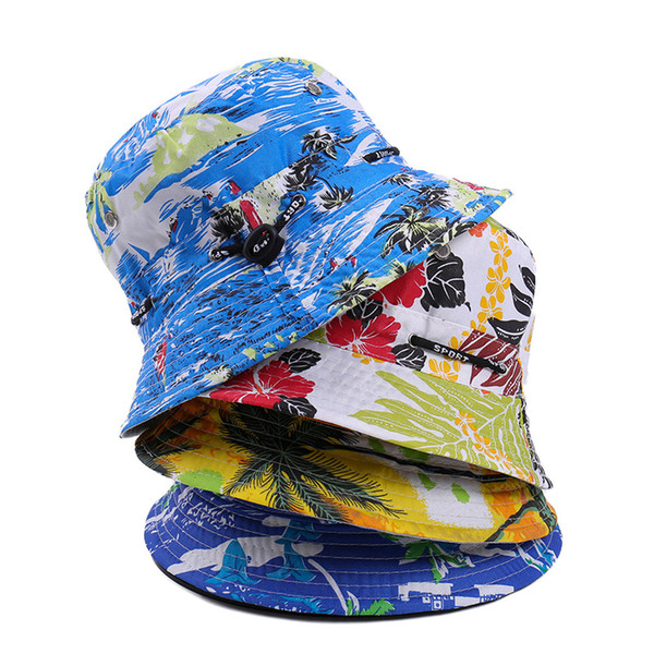 Double Sided Wear Bucket Hat Outdoor Sunscreen Fisherman Hats Printing Man Sun Cap Summer Women Holiday 4 9jn D1