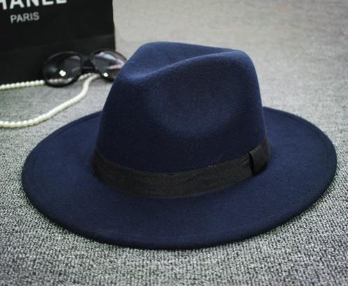 Wholesale-2015 Fashionable New Vintage Women Mens Fedora Felt Hat Ladies Floppy Wide Brim Wool Felt Fedora Cloche Hat Chapeu Fedora A0451