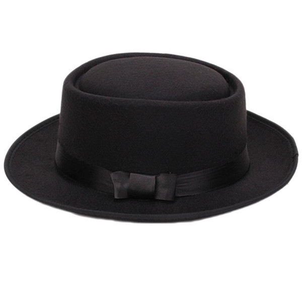 New Hot Women Men Cool Classic Jazz Hats Fedora Trilby Hat Blower Hats with Bowknot (Black)