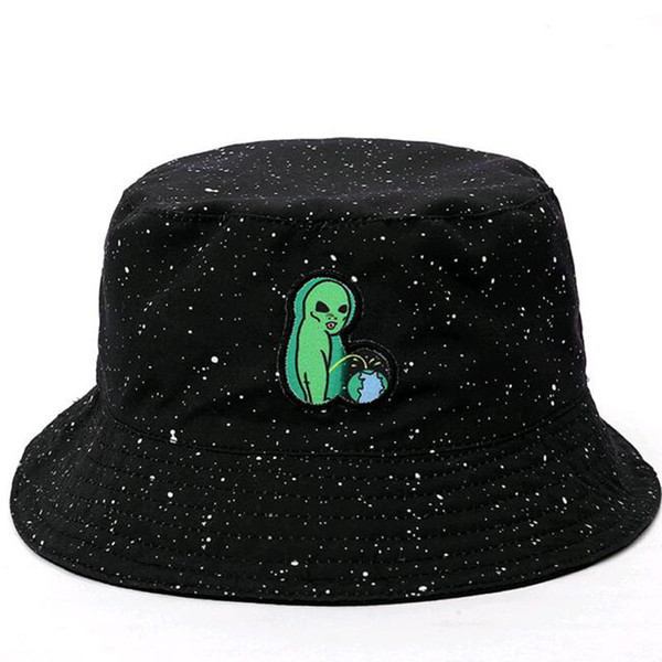 Reversible Hat Alien Bucket Hat Bob Cap Mens Fashion Cotton Bucket Hat Sunscreen Hip Hop Cap