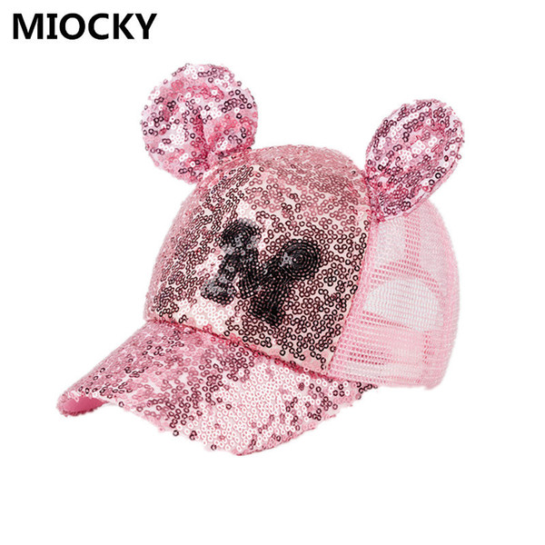 Baby Summer Hat Sequin Children Baseball Cap Mouse Ear Gillter Kids Sun Hats Casual Girls Snapback Hip Hop Caps D0884 C19041302