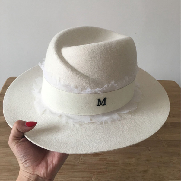 summer fashion m fedoras white female hat high quality lace sun-shading sunscreen wool