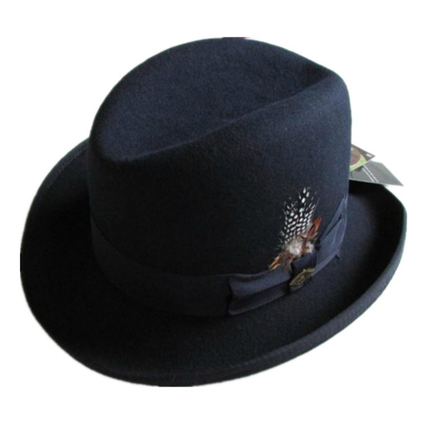 Wholesale-Traditional Wool Felt Homburg Fedora Hat / Godfather Hat