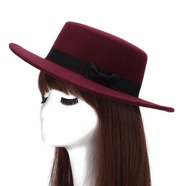 High quality Straight Top Flat Top Hat Men Women Fall Winter Felt Hat Imitation Wool Retro Gentleman Hat ceremony cap M015 with box