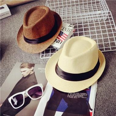 Cheap Men Women Hat Kids Children Straw Hats Cap Soft Fedora Panama Belt Hats Outdoor Stingy Brim Caps Spring Summer Beach 20 pcs