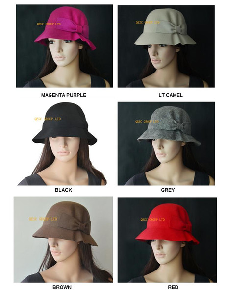 100% fashion WOOL Felt Hat with felt bow for winter,party,derby ,6 colors.Free Shipping.