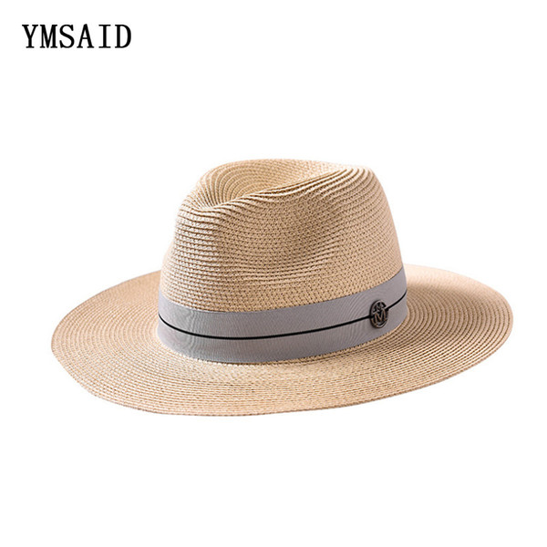 Ymsaid Summer Casual Hats Women Fashion Letter M Jazz For Man Beach Sun Straw Panama Hat Wholesale And Retail C19041701