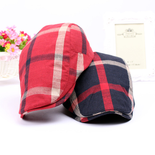 4 Colors Retro Plaid Berets Snapbacks Cotton Casquette Baseball Cap Designer Hat Dad Hat Bucket Fitted Hat Brand Hats