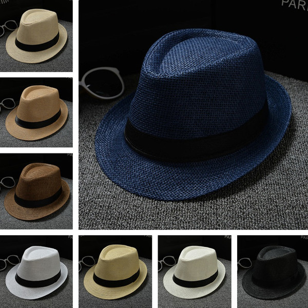 New Men Women Sun Hats Soft Fedora Panama Hats Outdoor Cap 8 styles Choose Stingy Brim Hats T2C228