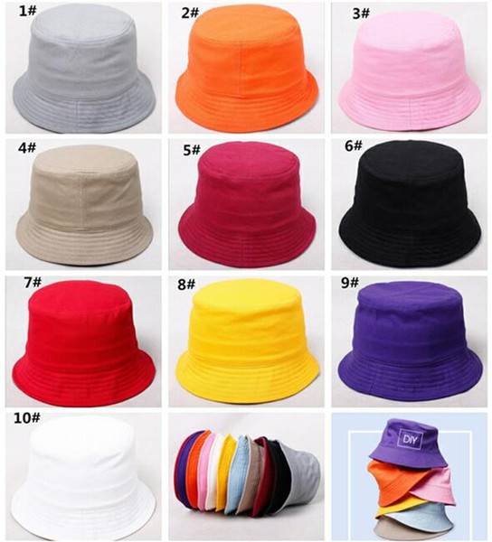 50pcs Children Plain Bucket Hat Kids Blank Fishing Hats Boy Girl Fisherman Cap Custom Logo Color Baby Beach Sun Visor Gift J165