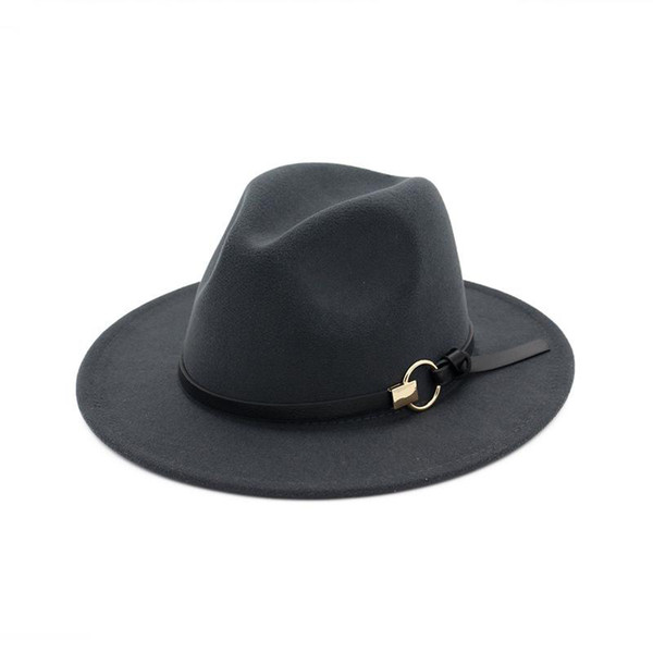 New Fashion TOP hats for men & women Elegant fashion Solid felt Fedora Hat Band Wide Flat Brim Jazz Hats Stylish Trilby Panama Caps