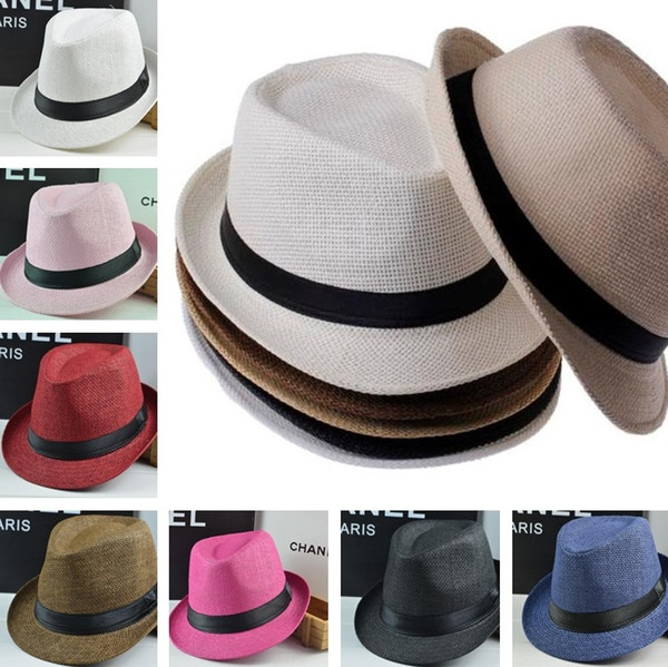 Newest sun hats Men Women Straw Hats Soft Panama Hat Outdoor Stingy Brim Caps Stingy Brim Hats 0350.