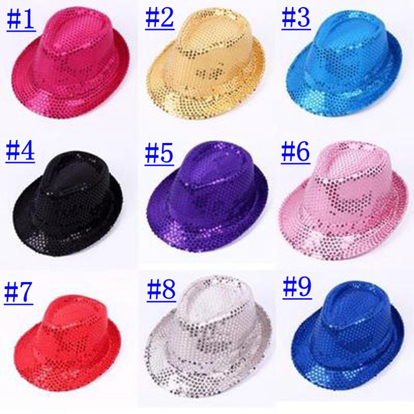 Sequin adult / children hats spring summer stage Cosplay Jazz cap Hats Fashion lady kids Street Headwear caps 20pcs/lot