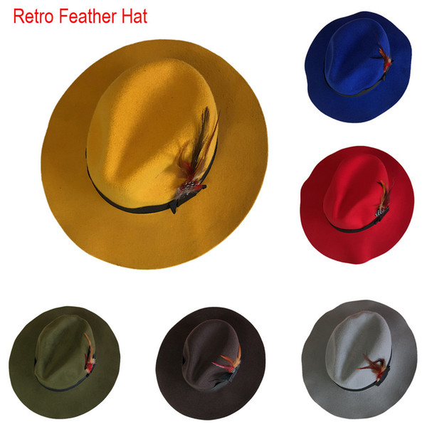 Feitong 2018 Fashion Women Retro Feather Hat Party Beautify Hat Warm Cap