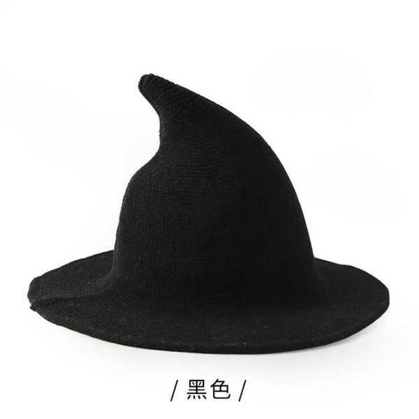 Women's Fashion Witch Pointed Basin Bucket Hat Accessories Along The Sheep Wool Cap Knitting Fisherman Hat