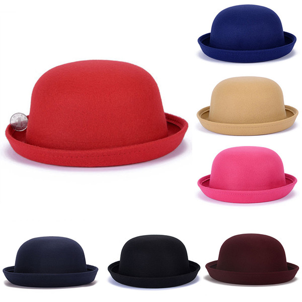 2018 Fashion Winter Hat Fedora For Woman Vintage Adult Lady Cute Children Elegant Trendy Wool Felt Bowler Hats For Girl And Boy