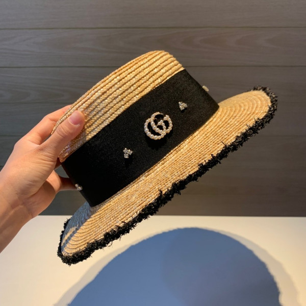 2019 summer new big eaves hats for women amazing fashion high quality Pearl GG decorationis