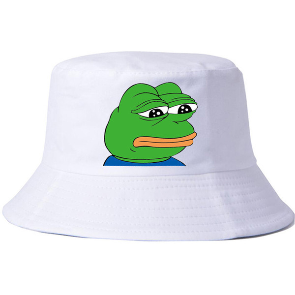 Fast selling pure cotton barrel hat James sad meme frog fisherman hat black and white two colors