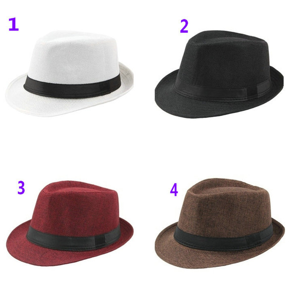 10 colors Men caps Hats Soft Panama Hats Outdoor Stingy Brim Caps Top Hats white black brown beige