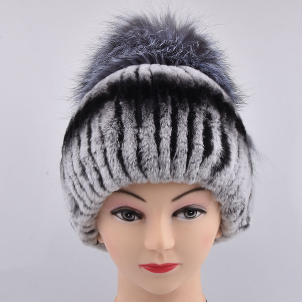 Winter women luxury rex rabbit fur Silver Fox fur Rex Rabbit Fur Hat