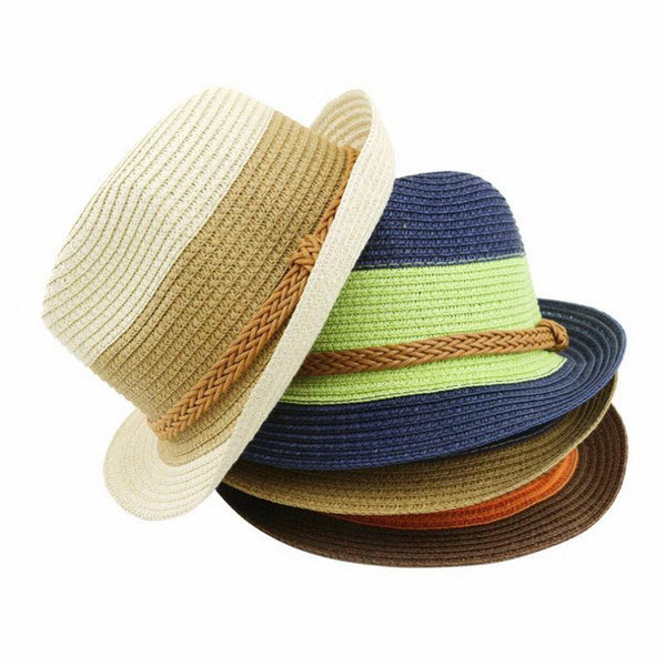 2018 Real Stingy Brim Hat Blue Khaki New Joker Summer Small Fedoras Women's Sun-shading Sunscreen Sun Hat Fashion Straw Shade Beach