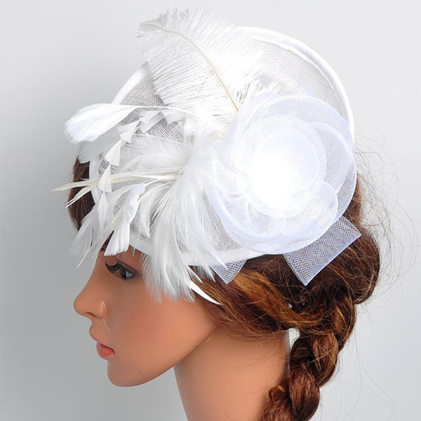 Hot Sales Net Feather Fascinator Big Headband Clip Wedding Bridal Women Party Hat