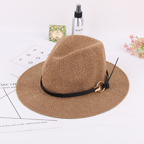 2018 new women's fashion jazz hat Fashion linen fedoras spring american panama cap classic trilby hat