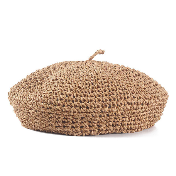 Straw Beret Outdoor Beach Women's Sun Hat Summer Straw Versatile Fashion Designer Straw Hat Hot Sale