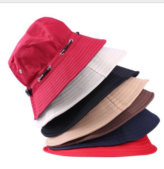 Scalable Rope Fishing Hats Summer Women And Men Foldable Outdoor English Sun Beach Flat Bucket Hat Basin Cap Fashion Accessories