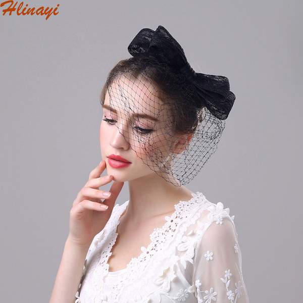 Hlinayi 2019 Creative lace lace bow hat headdress pure handmade bridal wedding party photo photography hat