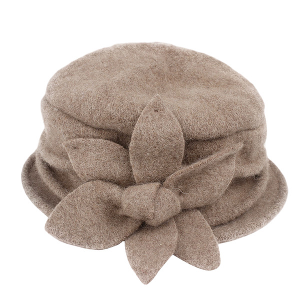 15PCS / LOT SINGYOU Winter Hat for Elegant Women Pure Wool Cap Floral Warm Hats Female Solid Color Fedora Cap