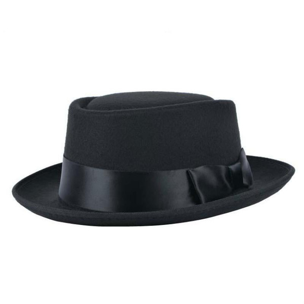 Breaking Bad Walter White Heisenberg Hat Felt Hats Men Women's Fedora Pork Pie Porkpie Hat With Black Bow Ribbon Church Flat Cap