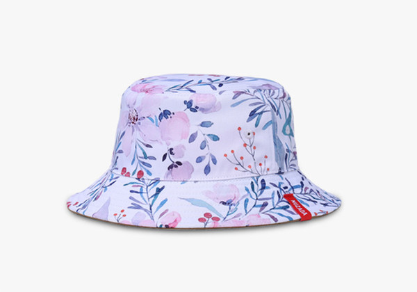 The new ms han edition Japanese double-sided wear 3 d printing fisherman cap flat-topped joker basin cap hat