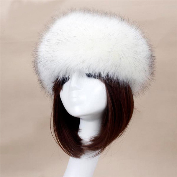 Wholesale- Women Hats 2016 Lady Russian Tick Fluffy Fox Fur Hat Headband Winter  Ski Hat Female Hats For Autumn 022
