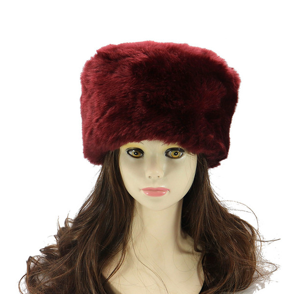 Winter Hats For ladies Bomber Hat Fluffy Faux Fox Fur Red Warm Earflap Cap Windproof Women Thicker Russian Ushanka Hat Black