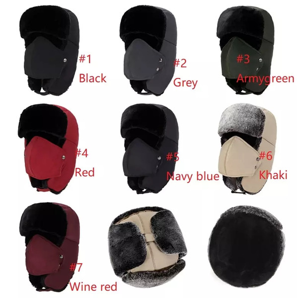Winter Trapper Hats with Ear Flaps Ushanka Aviator Russian Hat Winter Outdoor Warm Hat Skiing Sport Windproof cap 7 colors MMA1093