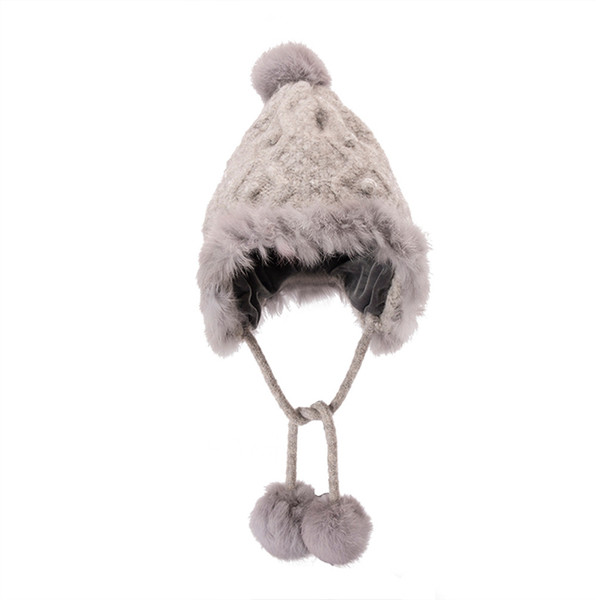 Fashion Accessories Hat 1PC Women Warm Crochet Winter Plus Velvet Thickening Slouchy Fur Siamese Bomer Hat 2018 oct30
