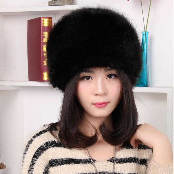 Wholesale- Faux Fur Bomber Hat Winter Solid Color Women Hat Russian Thick Cap Keep Ear Warm Beanies 4 Colors Outdoor Ski Candy Color Hats