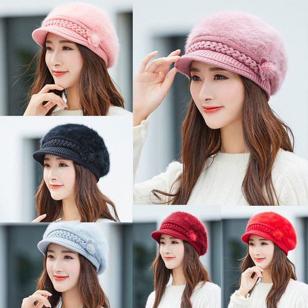 Women Winter Warm Floral Cap Plus velvet Thick Cotton Soft Berets Slouch Ski Cap Gorro invierno mujer