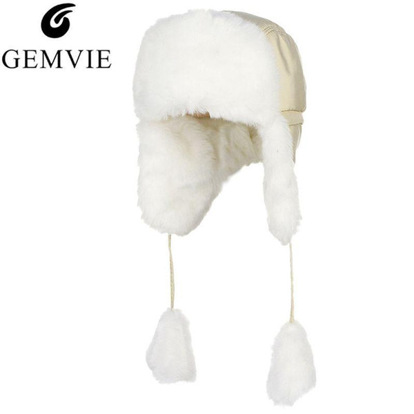 Winter Artificial Fur Hat For Women Thicken Plush Keep Warm Bomber Hat Snow Cap Princess