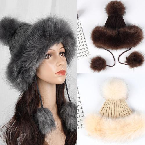 New Winter Women Fashion Baggy Caps Beanie Winter Hat Warm Wool Ski Knitted Slouch Knit Hats Plush Bomber Hats