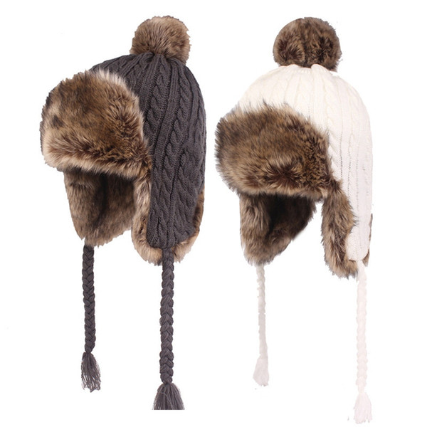 2018 New Men Women Russian Trapper Hat Winter Hat for Men Women Earflap Bomber Hats Caps Scarf Winter Warm Trooper Earflap Cap