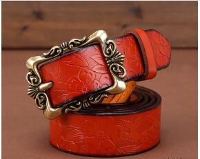 Drop Shipping New Genuine Leather Women Belt for dress cummerbunds Cow Leather Flower Cowskin Strap Female Waist Belt for Jeans